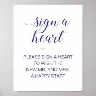 SIGNE Bleu Marine Coeur Drop Mariage Livre d'or Si