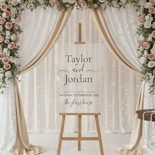 Signe de bienvenue de mariage en acrylique minimal