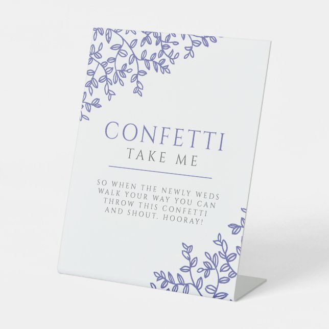 signe de confetti mariage à feuilles bleues (Recto)