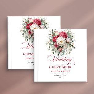 Signe de livre d'or de mariage floral blanc rosé p
