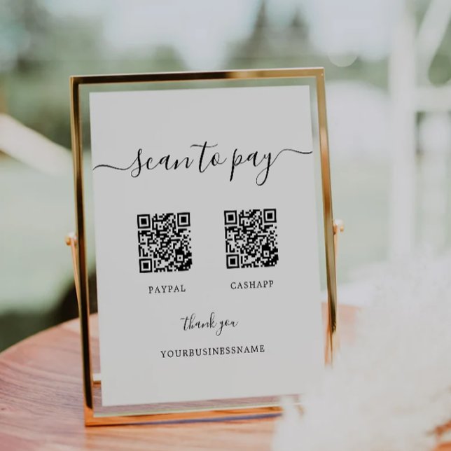 Signe de numérisation pour payer, Venmo, Cash App, (Scan to Pay Sign, Venmo, Cash App, PayPal QR Sign)