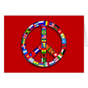 Signe de paix fait de T-shirts de drapeaux,