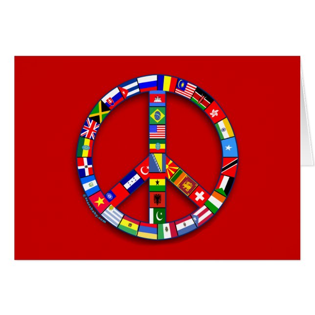 Signe de paix fait de T-shirts de drapeaux, (Devant horizontal)