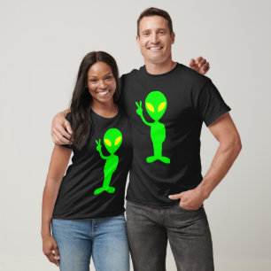 SIGNE DE PAIX VERT ALIEN FUNNY T-SHIRT T-SHIRTS