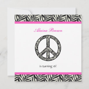 Signe de paix Zebra Invitation à la fête d'anniver