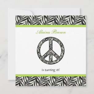 Signe de paix Zebra Invitation à la fête d'anniver