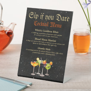 Signe de socle du menu Cocktail Halloween