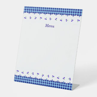 SIGNE DE TABLE タイトル　カスタマイズ　チェリー　チェック　ブルー    