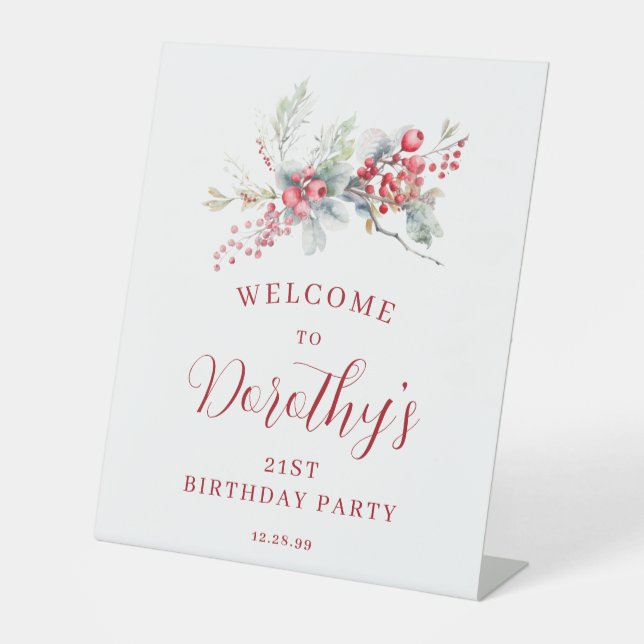 Signe De Table 21e anniversaire Bienvenue hiver Red Berry (Recto)