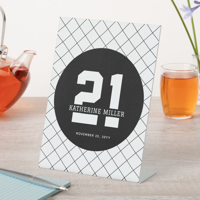 Signe De Table 21e anniversaire personnalisé Moderne et élégant (In SItu)