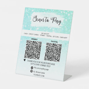 Signe De Table *~* 2 PAIEMENT QR - Tente de table à tablettes AQU