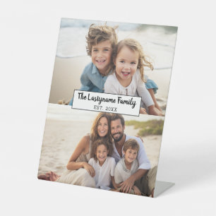 Signe De Table 2 Photo Collage Nom de famille - Photos horizontal