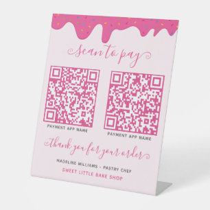 Signe De Table 2 QR Code Mobile Paiement Pink Business