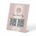 2 QR Codes Payer ici Rose Gold Parties scintillant