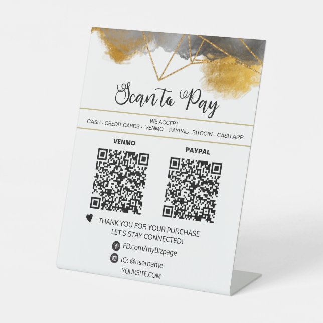 Signe De Table *~* 2 QR PAIEMENT CRISTAL Table Tente Table (Recto)