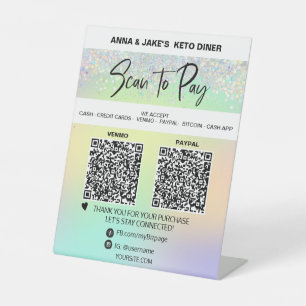 Signe De Table *~* 2 QR PAIEMENT - Tente Arc-en-ciel de table de