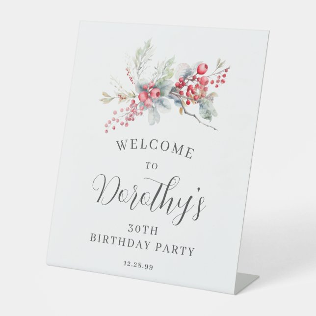 Signe De Table 30e anniversaire Bienvenue hiver Red Berry (Recto)