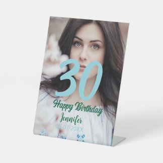 Signe De Table 30th birthday add name date year white photo