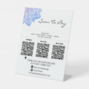 Signe De Table *~* 3 PAIEMENTS Table Tente QR Reiki Yoga Tabletop