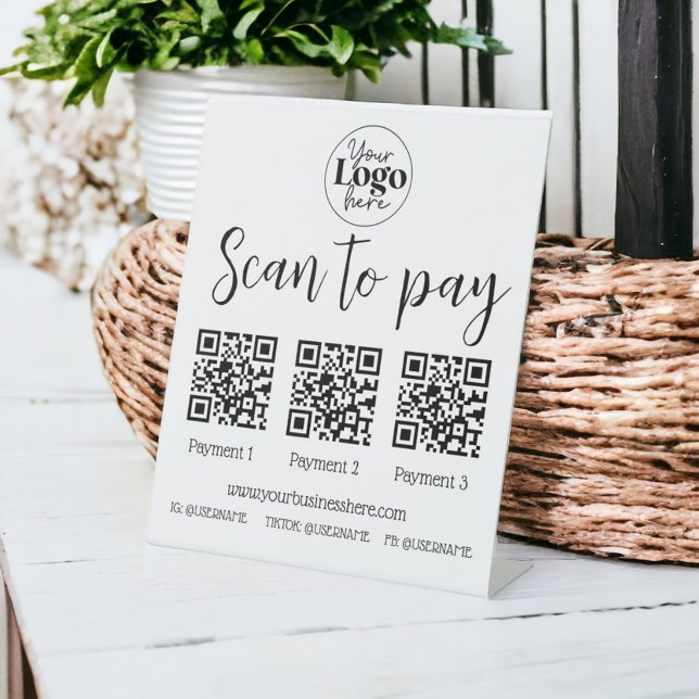 Signe De Table 3 scannages de paiement pour payer les petites ent (Créateur téléchargé)