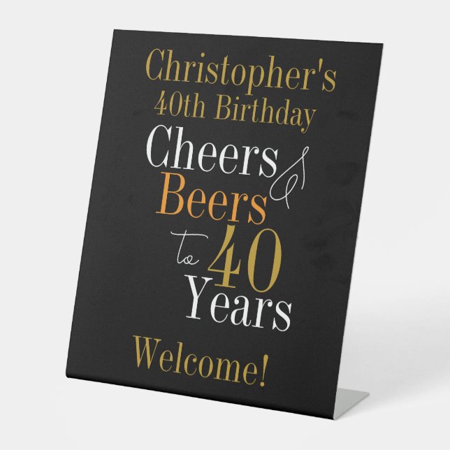 Signe De Table 40e anniversaire Cheers and Beers Black Gold Welco (Recto)