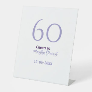 Signe De Table 60 ans et fêtard anniversaire violet nom date styl