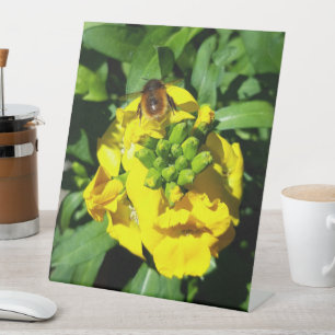 Signe De Table Abeille sur Fleurs Jaunes
