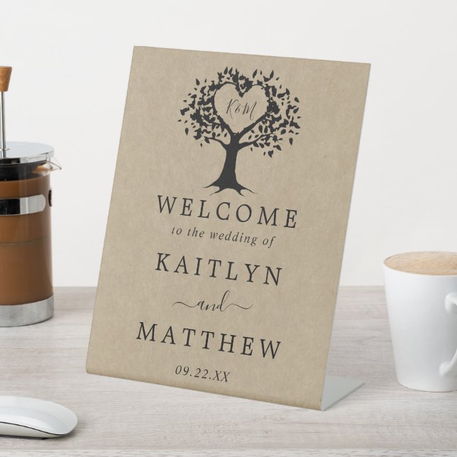 Signe De Table Accueil de la collection Rustic Heart Tree Mariage (In SItu)
