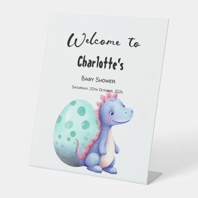 Signe De Table Accueil du Baby shower de Little Dinosaur (Recto)