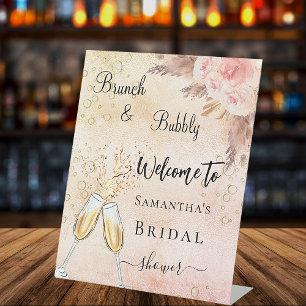 Signe De Table Accueil fleurs rose de déjeuner pétillant enterrem