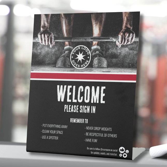 Signe De Table Accueil Gym (Workout Fitness Exercise Personal Training Gym Pedestal Sign)