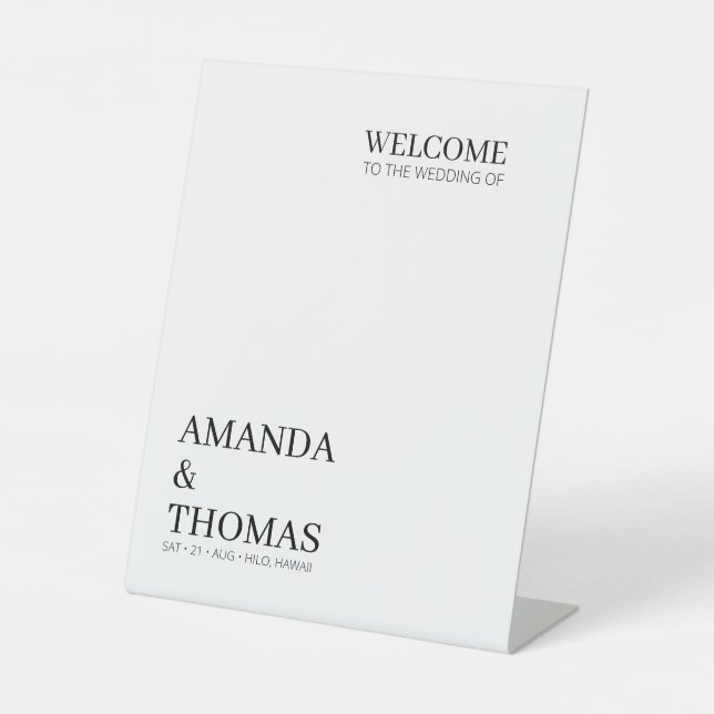 Signe De Table Accueil minimal du Mariage (Recto)