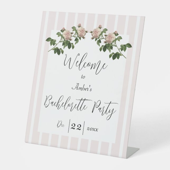 Signe De Table Accueil Romantique Soft Pink Bachelorette (Recto)