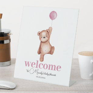 Signe De Table Accueil Teddy Bear Rose