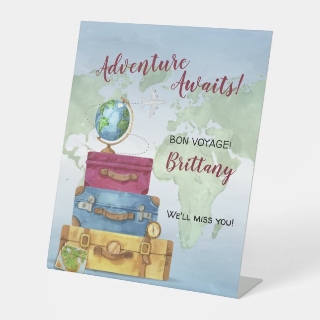 Signe De Table Adventure Await Suitcases Fête de déménagement Adi (Recto)