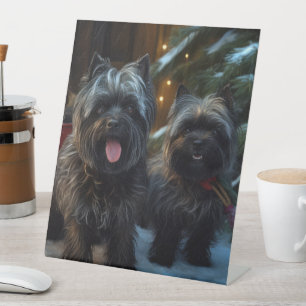 Signe De Table Affenpinscher Snowy Sleigh Ride Décor de Noël