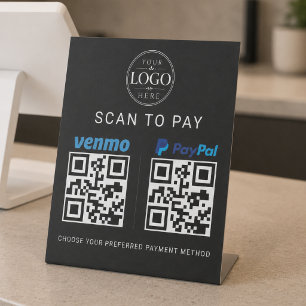 Signe De Table Affichage de bureau Venmo Paypal Scan to Pay