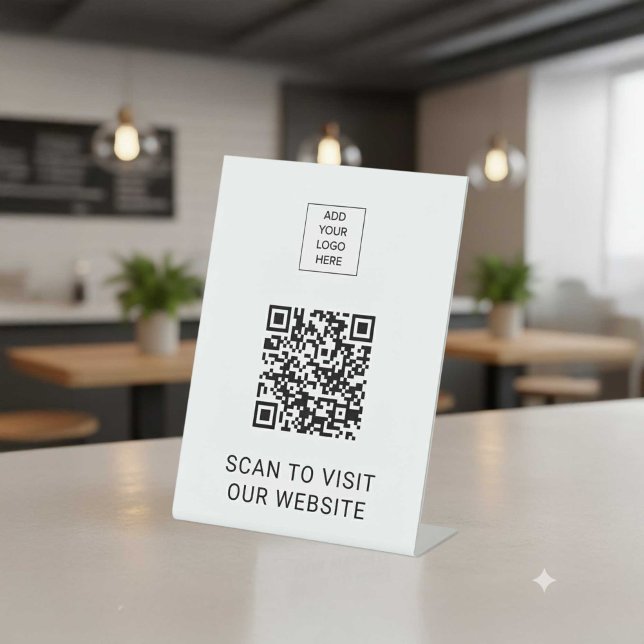 Signe De Table Affichage du code QR minimaliste du logo personnal (Créateur téléchargé)
