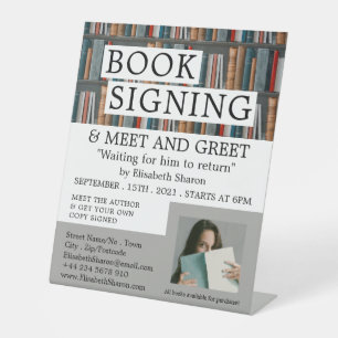 Signe De Table Affichage du livre, Écrivains Signature du livre P
