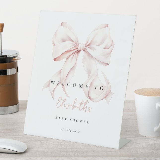 Signe De Table Affiche de bienvenue de Baby shower de Bow rose (In SItu)