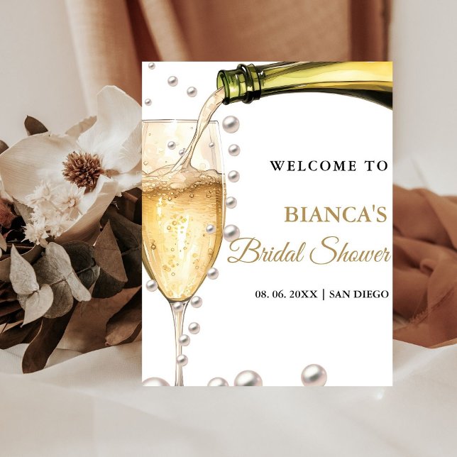 Signe De Table Affiche de bienvenue de douche nuptiale Pearls et  (Créateur téléchargé)