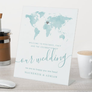Signe De Table Affiche de bienvenue for Travel Theme Mariage Even