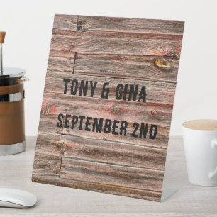 Signe De Table Affiche de bienvenue MARIAGE FOUET RUSTIQUE EN BOI