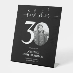 Signe De Table Affiche de bienvenue noire du 30e anniversaire   R