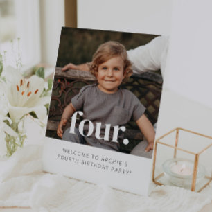 Signe De Table Affiche de bienvenue photo de quatre - 4e annivers