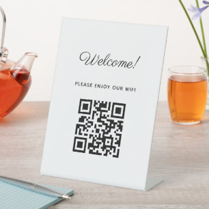 Signe De Table Affiche de bienvenue WIFI avec code QR