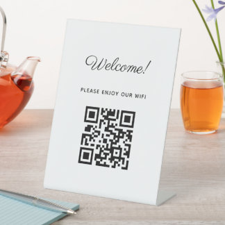 Signe De Table Affiche de bienvenue WIFI avec code QR