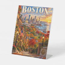 Affiche de voyage d'automne à Boston Massachusetts