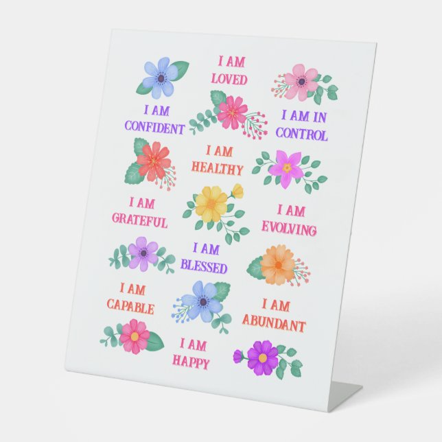 Signe De Table Affirmations positives Inspirational Daily Floral (Recto)