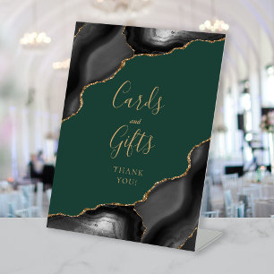 Signe De Table Agate Black Gold Green Cartes de mariage et cadeau
